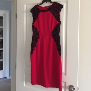 Nicole by Nicole Miller Red Dress with Black Lace